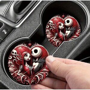 Jack & Sally Love Car Coasters The Nightmare Before Christmas Inspired 2 Pc